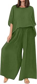 Ensemble haut et pantalon pour femmes, décontracté, simple, couleur unie, manches mi-longues, col