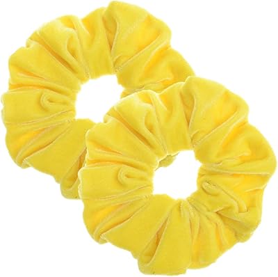 Ensemble d'élastiques à cheveux pour queue de cheval en velours jaune pour femme