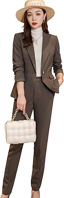 Costume blazer deux pièces de couleur unie et pantalon d'affaires pour femmes
