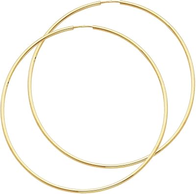 Boucles d'oreilles créoles infinies en or jaune ou blanc 14 carats