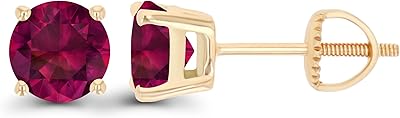 Boucles d'oreilles solitaires rondes hypoallergéniques en or massif 14 carats de 6 mm