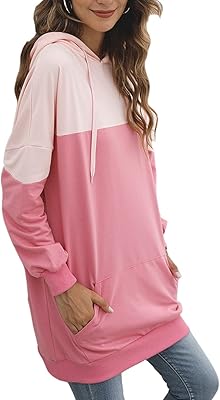 Sweat à capuche long bloc de couleur unie grande taille famulily pour femme