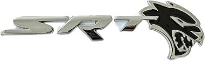 Badge en métal avec logo srt hell-cat (excellente qualité) (lettrage argenté et pointe