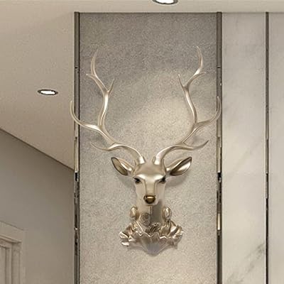 Grande décoration murale en fausse tête de cerf dorée, sculptures murales faites à