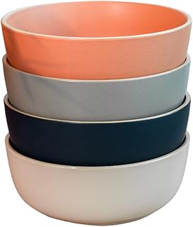 Grands bols multicolores 4 pièces de vaisselle en porcelaine fine 8" x 8