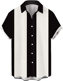 Chemise de plage hawaïenne boutonnée à manches courtes rayée pour hommes