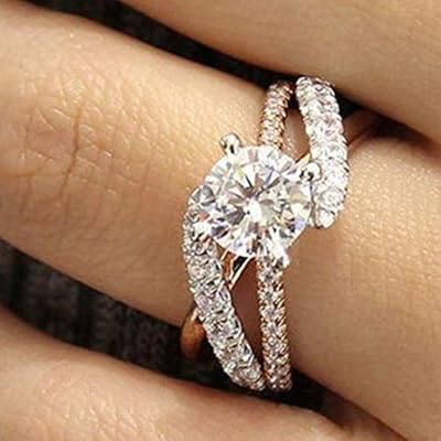 Bague de fiançailles carrée en cristal cz plaqué or rose 18 carats