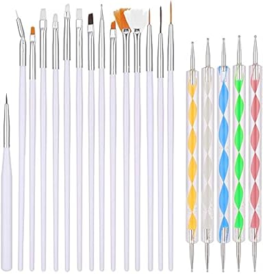 Ensemble de 20 stylos pour vernis à ongles, comprenant 15 pinceaux pour vernis