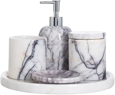 L'ensemble lavabo de salle de bain original en marbre turc, 5 pièces