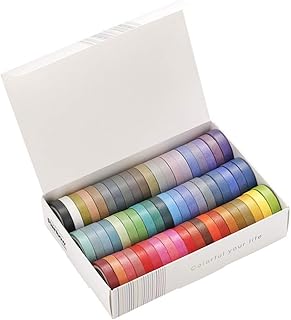 Stobock 60 rouleaux de ruban washi de base assortis de couleurs pures, ruban