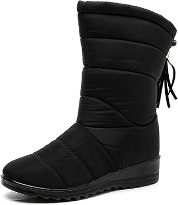 Bottes d'hiver mi-mollet imperméables doublées de fourrure pour femmes, bottes de randonnée légères