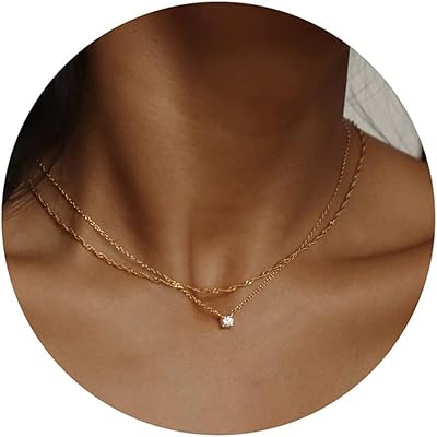 Collier de diamants pour femmes, collier élégant plaqué or 14 carats, collier long