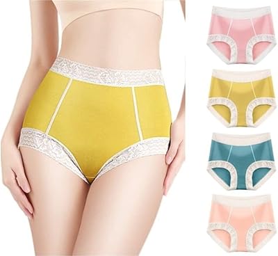 Sous-vêtements en coton doux de couleur unie taille haute grande taille pour femmes