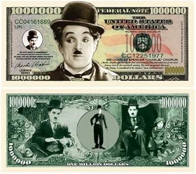 Billet commémoratif d'un million de dollars charlie chaplin (5 billets)