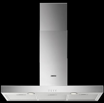 Hotte cheminée zanussi, 90 cm, éclairage led avec filtre à charbon, acier inoxydable