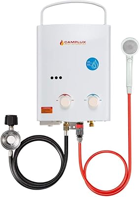 Chauffe-eau extérieur portable camplux 5l, gaz propane sans réservoir 1,32 gpm pour camping-cars
