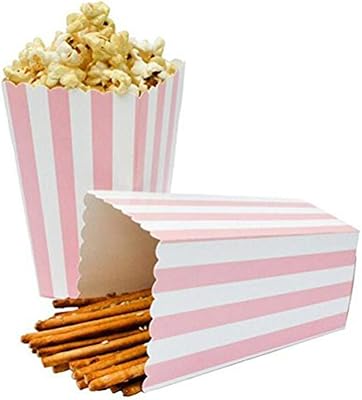 Boîtes à popcorn abc binaires, vaisselle de fête décorative à motif rayé, 12