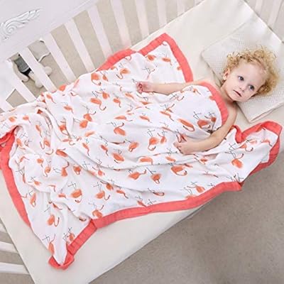 Couverture pour bébé en mousseline de coton flamant rose moden homes