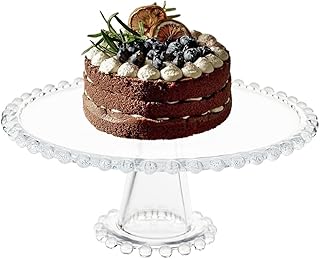 Support à gâteau rond de 12 pouces, support à dessert en verre transparent