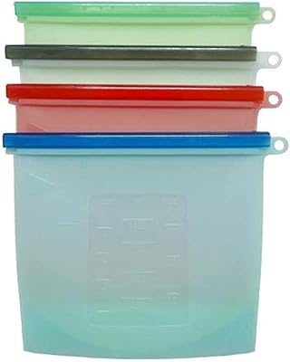 Ensemble de 4 sacs de conservation des aliments en silicone, micro-ondes étanches