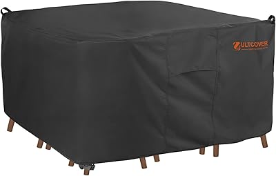 Ensemble de table à manger de meubles de patio carrés imperméables d'extérieur ultcover