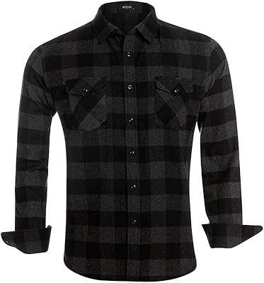 Chemises boutonnées régulières à manches longues en flanelle à carreaux mcedar pour hommes