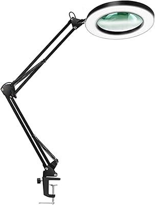 Lampe de bureau grossissante, dioptrie 8, lentille en verre véritable 5x, 3 modes