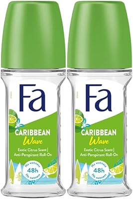 Déodorant roll-on fa caribbean citron, 50 ml, paquet de 2