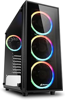 Boîtier tour midi sharkoon tg4 atx rgb avec verre trempé et ventilateurs