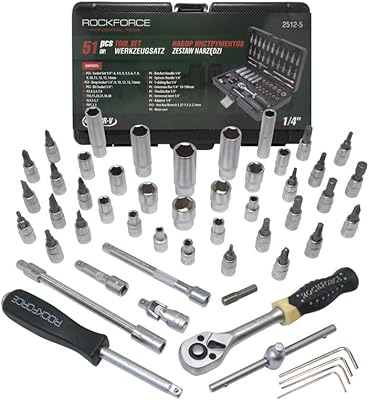 Kit d'outils automobiles 1/4 pouces pour voiture, vélo et maison 51 pièces clé