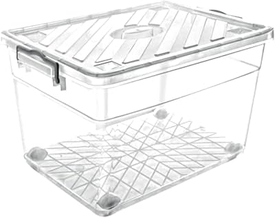 Boîte de rangement familiale royalford, récipient en plastique transparent de 55 l, grande