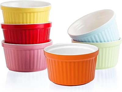 Ensemble de 6 ustensiles de cuisson en porcelaine allant au four, ramequins 8