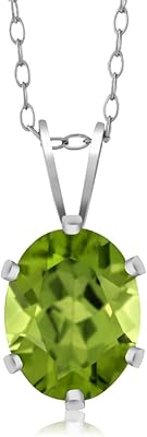 Collier péridot vert en argent sterling 925