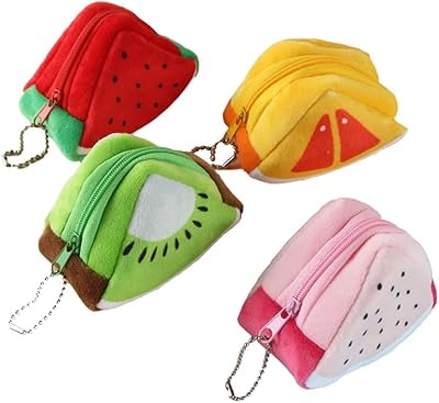 Porte-monnaie de fruits pochette en peluche mignonne pour pièces de monnaie portefeuille