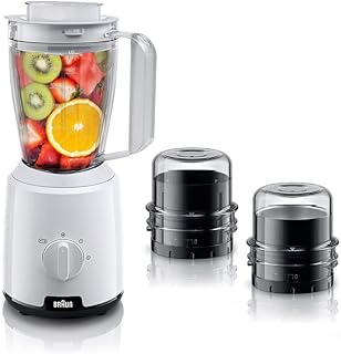 Braun powerblend 1 jb 1023 wh, 600 watt, capacité 1,2 litre avec hachoir