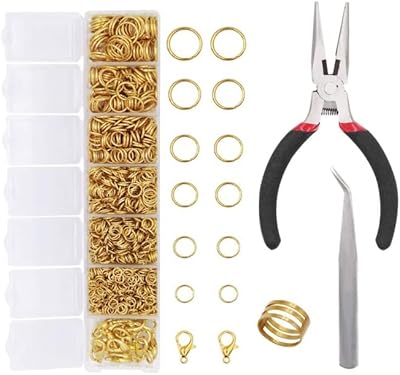 Kit de réparation de bijoux grabmantra 1504 pièces d'anneaux ouverts dorés et pinces