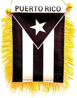 Drapeau de fenêtre noir et blanc de porto rico - rétroviseur et double