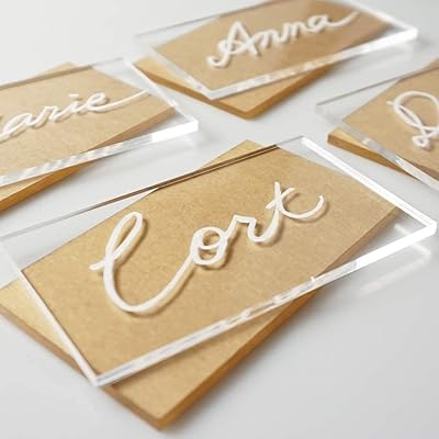 25 pièces de cartes de fête de mariage en acrylique transparent visite rectangulaires