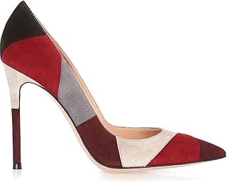 Chaussures à talons hauts pour femmes en tissu suédé motifs et patchs