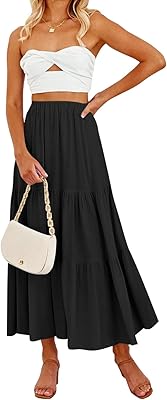 Jupe longue taille haute pour femme, jupe longue trapèze bohème à volants