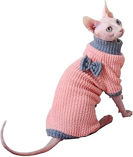 Automne hiver pull sans poils en coton respirant vêtements chauds pour chat