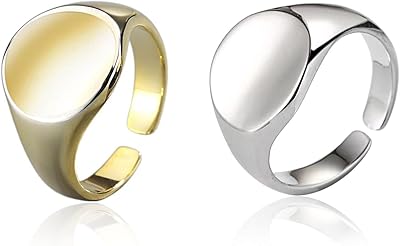 Ensemble de bagues réglables avec bague ouverte qimily, 2 pièces de bagues en platine plaqué or 18 carats pour femmes et hommes. Le meilleur rapport qualité-prix du web sénégalais sur Diaytar