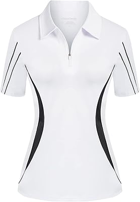 Polo de golf à manches courtes et fermeture éclair pour femme, coupe ajustée