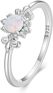 Bague de promesse de fiançailles en argent sterling 925 avec opale pour femme