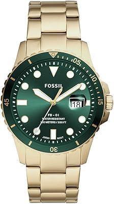 Montre à quartz fossil pour homme, affichage analogique et bracelet en acier inoxydable