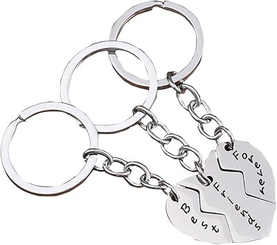 3 pièces porte-clés cœur fendu pour sœur porte-clés cadeau de remise de diplôme