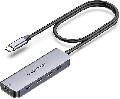 Hub usb c lenchen, adaptateur multiport de 2 pieds, hub usb de type
