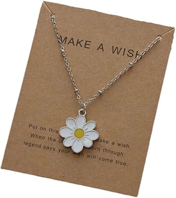 Collier pendentif fleur marguerite pour femme avec carte de bénédiction idées cadeaux