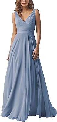 Robes de demoiselle d'honneur clovel pour femmes, col en v double, longue