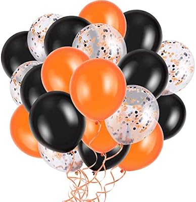 Ballons de fête 22 pièces ballons en latex orange noir confettis 12" décorations